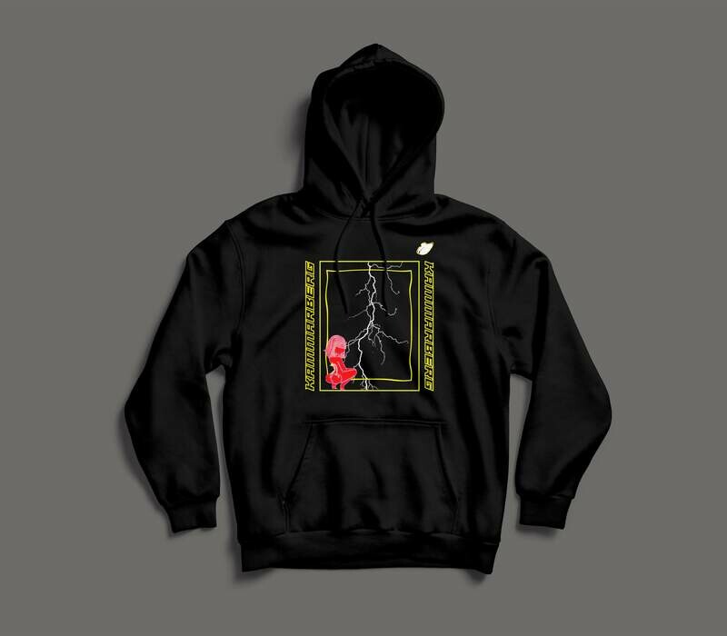 Graphic Black Hoodie with Kangaroo Pocket