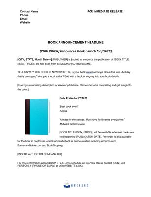 New Shelves Book Launch Press Release Template