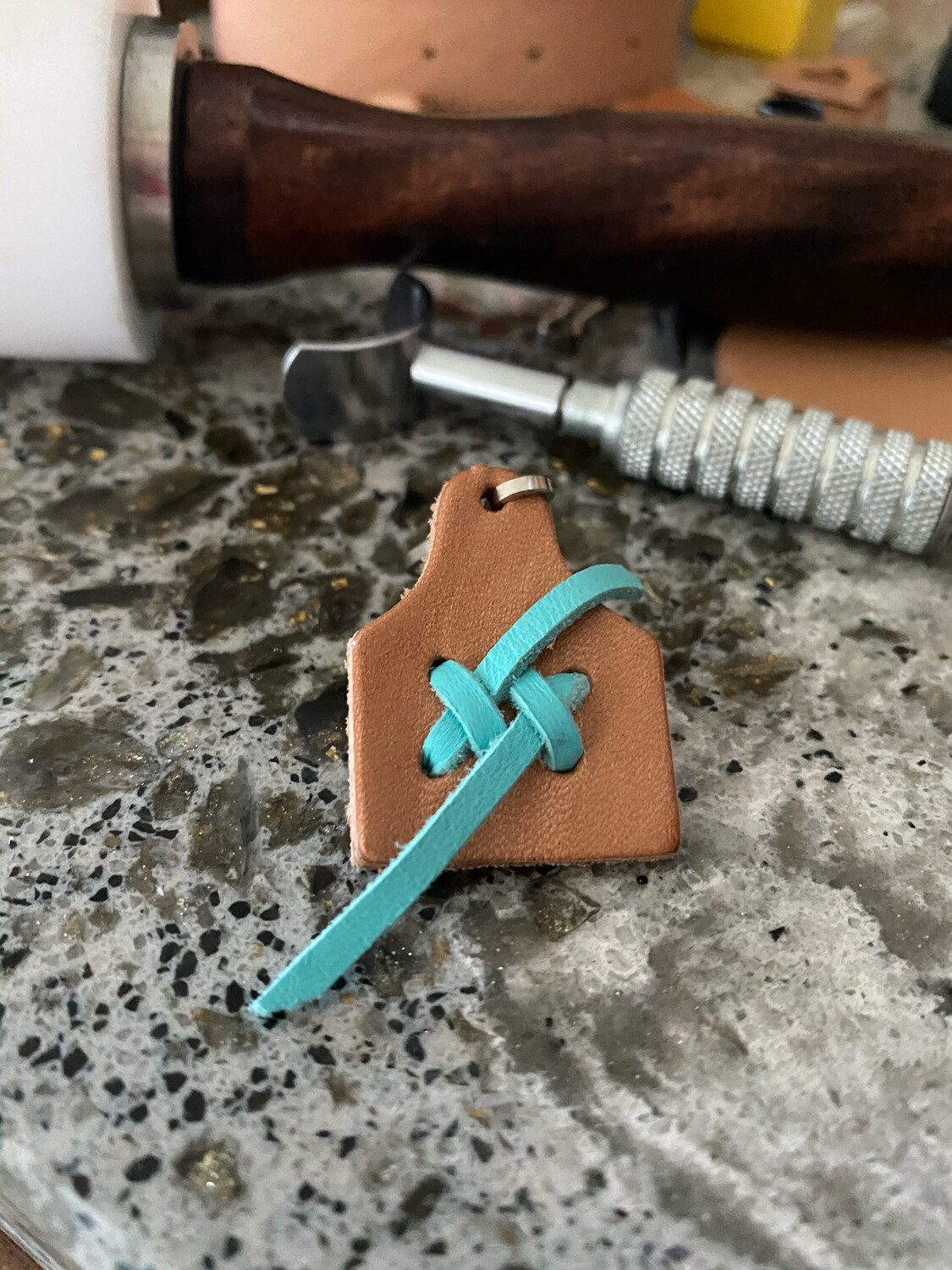 Teal Lace Cow Tag