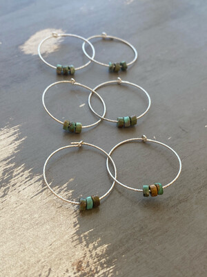 Sterling Hoops With Turquoise