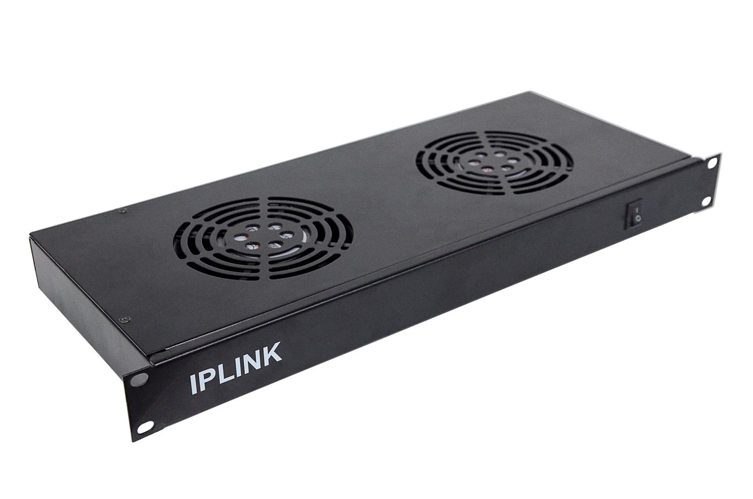 VENTILATEUR DE 2 EMPLACEMENTS ET 2 VENTILATEURS - RACKABLE - SANS FILTRE - SANS THERMOSTAT - AVEC INTERRUPTEUR - SANS AFFICHEUR - METALLIQUE - NOIR - IPLINK