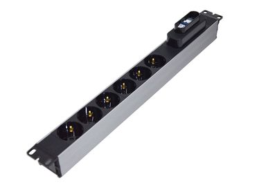 ACCESSOIRE 6XDIN49440 BANDEAU D'ALIMENTATION 19" 1U BOITIER ALUMINIUM 1X16A CCT BREAKER 4000 WATT 250V AC 3X1.5MM2 1 8M CABLE DIN 49441 FICHE HOMOLOGATION CE - LANDE