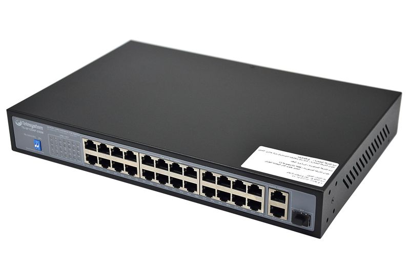 SWITCH 26 PORTS (24 MEGA POE - 2 GIGA) +1 GIGA SFP - NON MANAGABLE - RACKABLE - TELESYSTEM