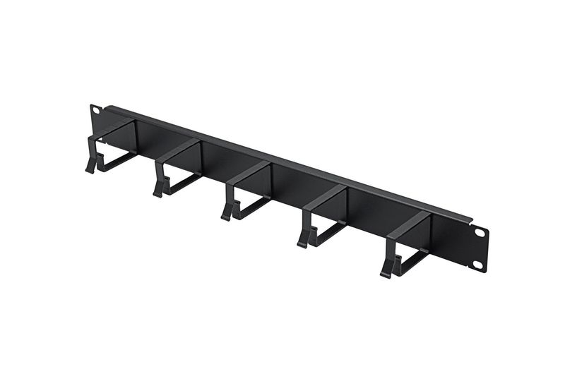 ACCESSOIRE 1U 19" PANNEAU HORIZONTAL DE GESTION DES CABLES 5 ANNEAUX RAL 9005 NOIR - LANDE