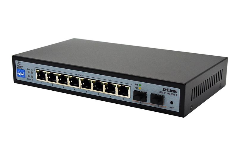 SWITCH GIGA 8 PORTS POE + 2 PORTS SFP - MANAGABLE - NON RACKABLE - D-LINK