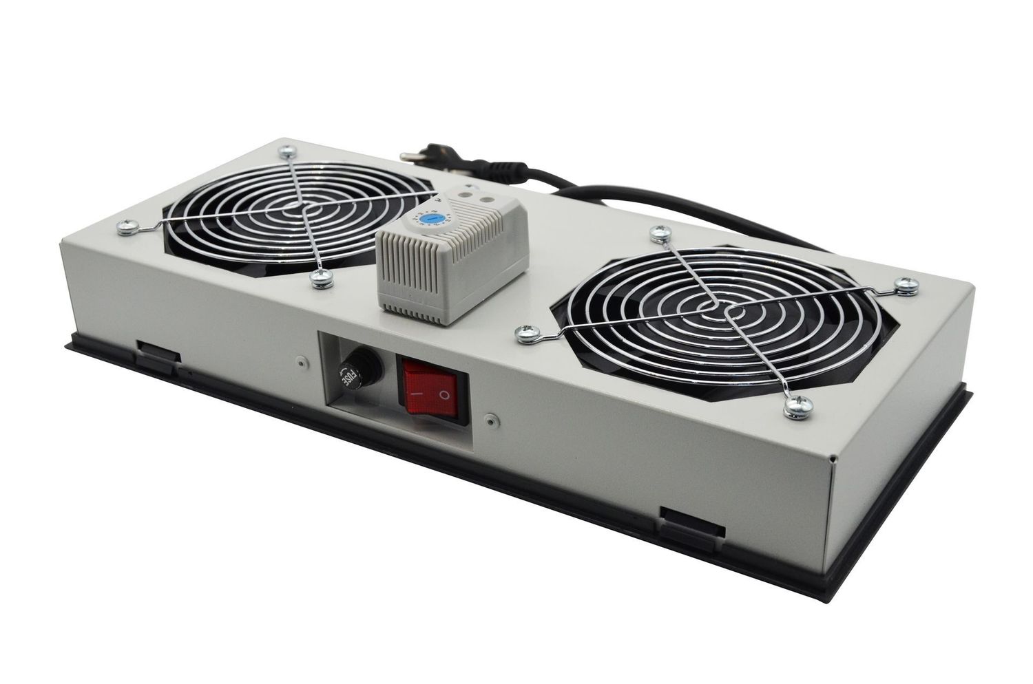 VENTILATEUR DE 2 EMPLACEMENTS ET 2 VENTILATEURS - PLAFONNIER - AVEC FILTRE - AVEC THERMOSTAT - AVEC INTERRUPTEUR - SANS AFFICHEUR - METALLIQUE - GRIS - LANDE