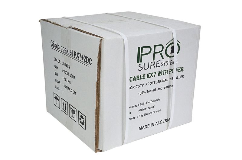 CABLE KX7 AVEC ALIMENTATION DE 0.75MM - CUIVRE - BOBINE 300M - CERTIFIER - VERT - IPRO