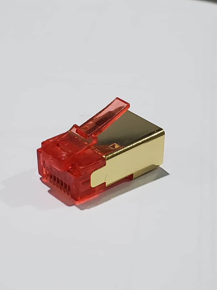 CONNECTEUR RJ45 CAT6A FTP BLINDE AVEC GUIDE - ROUGE - PINSOL