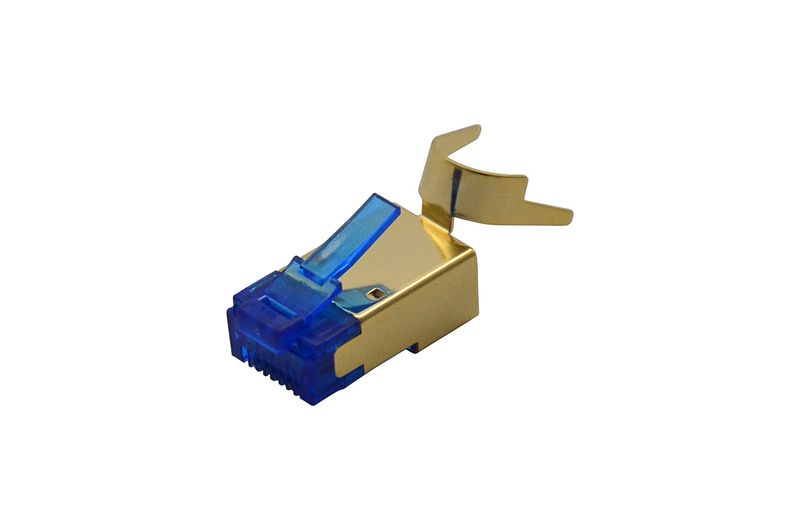 CONNECTEUR RJ45 CAT7 STP BLINDE AVEC GUIDE - BLEU - PINSOL CONNECTEUR RJ45 CAT7 STP BLINDE AVEC GUIDE - BLEU - PINSOL