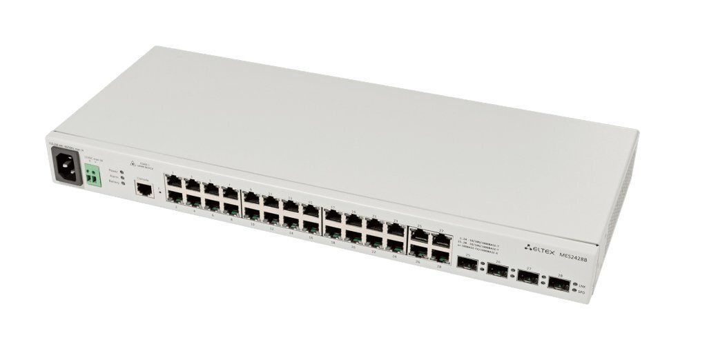 ETHERNET - SWITCH MES2428B 24 PORTS 10/100/1000BASE - T 4 PORTS 10/100/1000BASE - T/100BASE - FX/1000BASE - X COMBO L2 220V AC 12V DC - ELTEX
