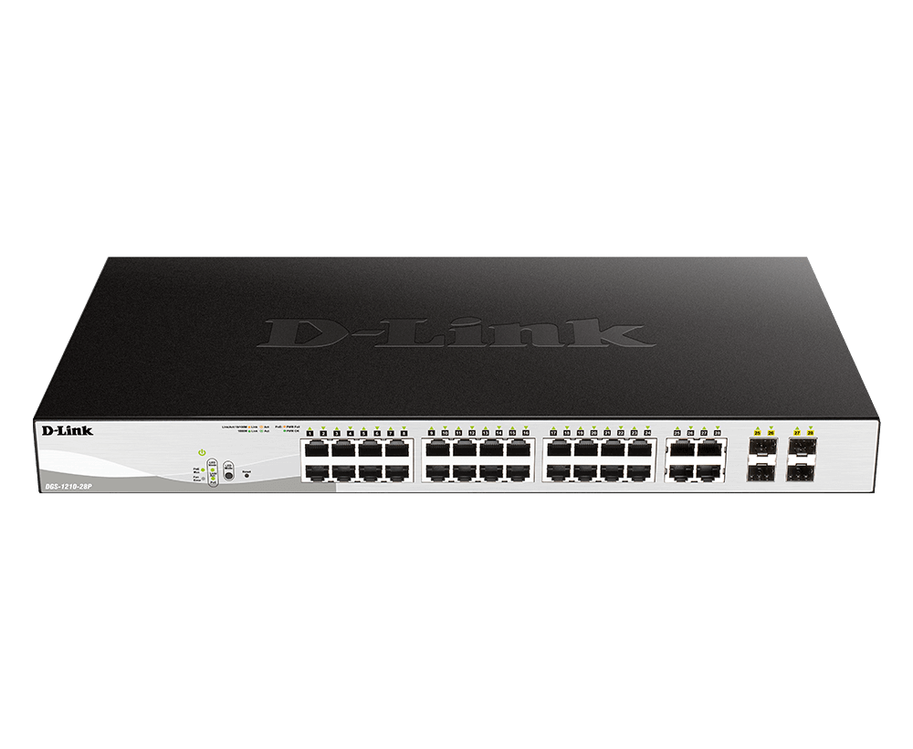 SWITCH 28 PORTS 24 PORTS POE 10/100/1000 BASET + 4 PORTS COMBO SFP 193W POE BUDGET (SUPPORTE 802 3AF/802 3AT) WEB SMART SWITCH L2 FEATURES - D-LINK