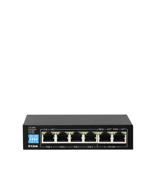 SWITCH GIGA 6 PORTS (4 PORTS POE) - NON MANAGABLE - NON RACKABLE - D-LINK SWITCH GIGA 6 PORTS (4 PORTS POE) - NON MANAGABLE - NON RACKABLE - D-LINK