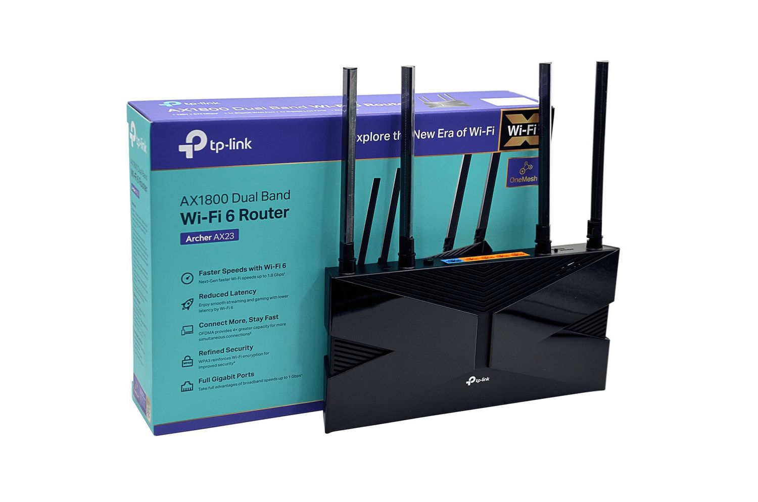 ROUTEUR WIFI 6 - 4 ANTENNES DE 2.4GHZ (574MBPS) & 5GHZ (1201MBPS) - MODES (ROUTEUR - REPETEUR - POINT D'ACCES - PASSERELLE) - 5 RJ45 1GO (1 WAN) - NOIR - TP-LINK