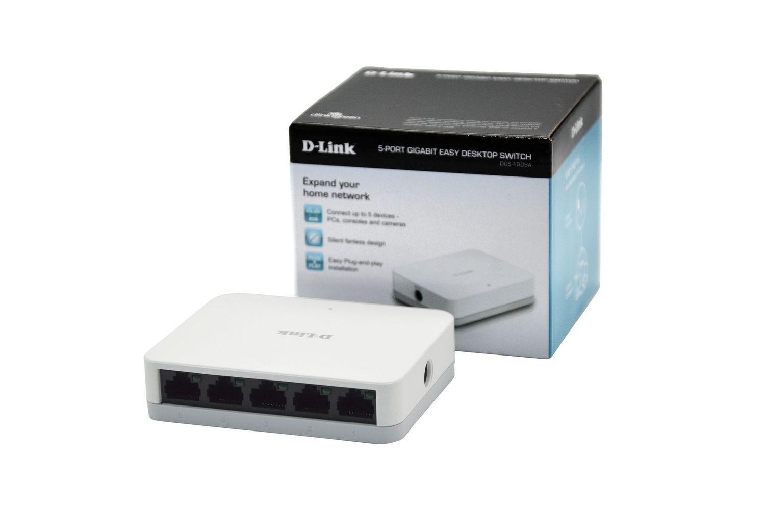 SWITCH GIGA 05 PORTS - NON MANAGEABLE - NON RACKABLE - PLASTIQUE - BLANC - D-LINK