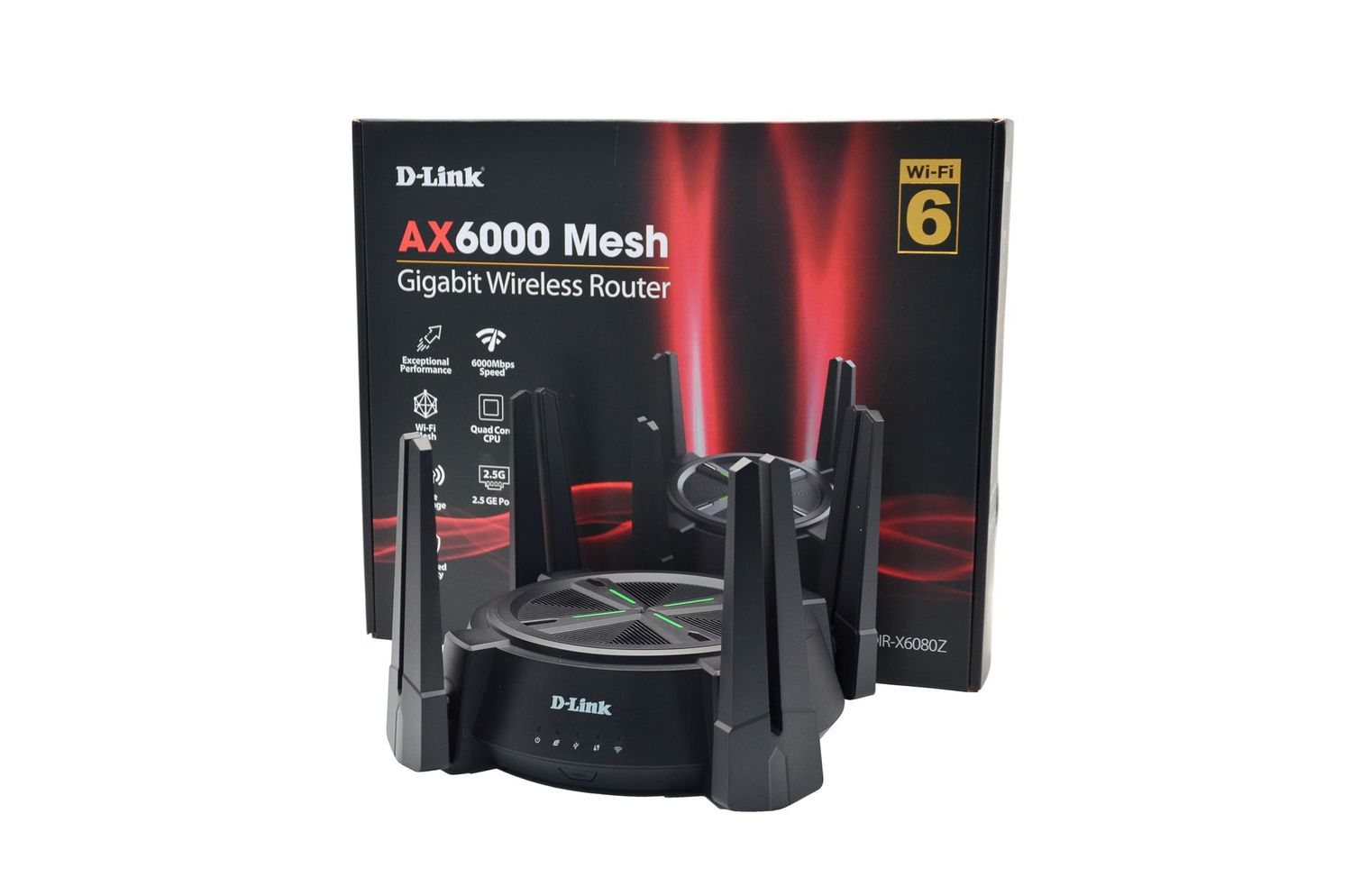 ROUTEUR WIFI 6 - 8 ANTENNES DE 2.4GHZ (1148MBPS) & 5GHZ (4804MBPS) - MODES (ROUTEUR - PASSERELLE) - 5 RJ45 (1 WAN 2.5GO - 1 LAN 2.5GO - 3 LAN 1GO) - NOIR - D-LINK