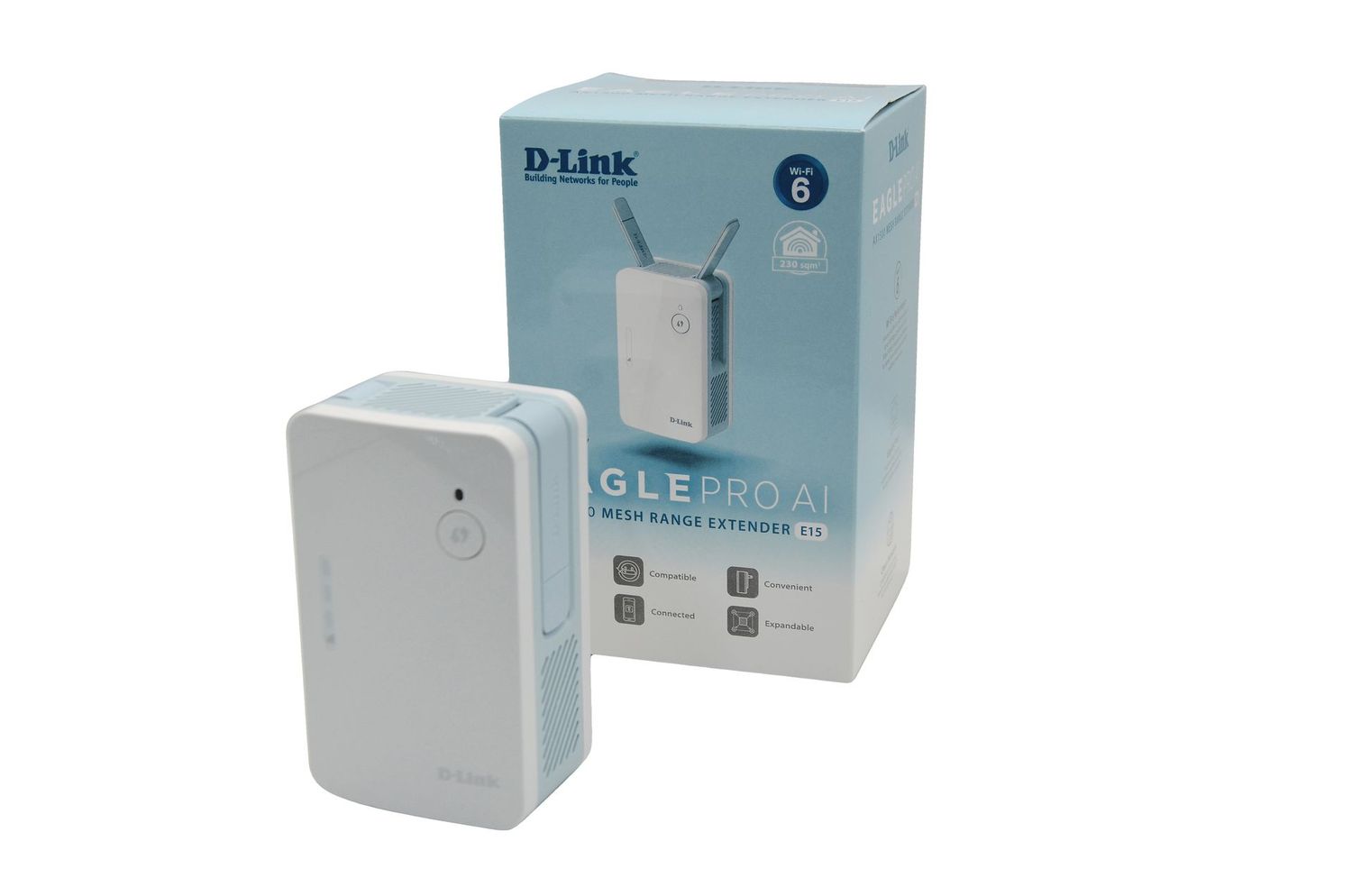 EXTENDER INDOOR WIFI 6 - 2 ANTENNES EXTERNES DE 2.4GHZ (300MBPS) & 5GHZ (1201MBPS) - MODES (REPETEUR - POINT D'ACCES - PASSERELLE - MESH) - IA - 1 RJ45 1GO - BLANC - D-LINK