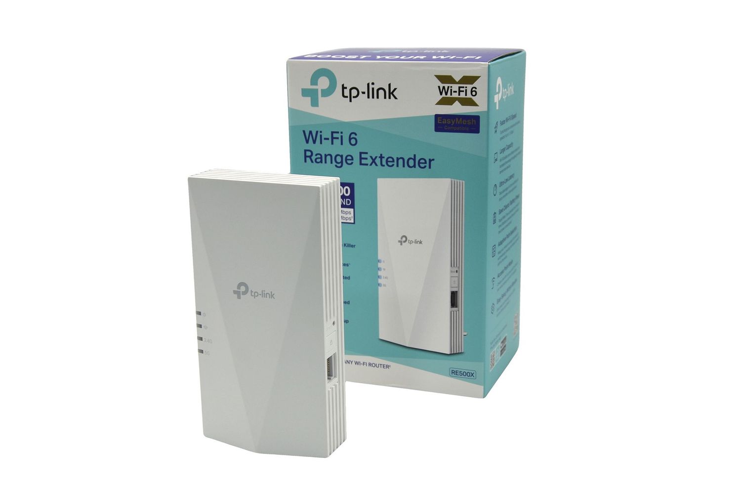 EXTENDER INDOOR WIFI 6 - 2 ANTENNES INTERNES DE 2.4GHZ (300MBPS) & 5GHZ (1201MBPS) - MODES (REPETEUR - POINT D'ACCES) - 1 RJ45 1GO - BLANC - TP-LINK