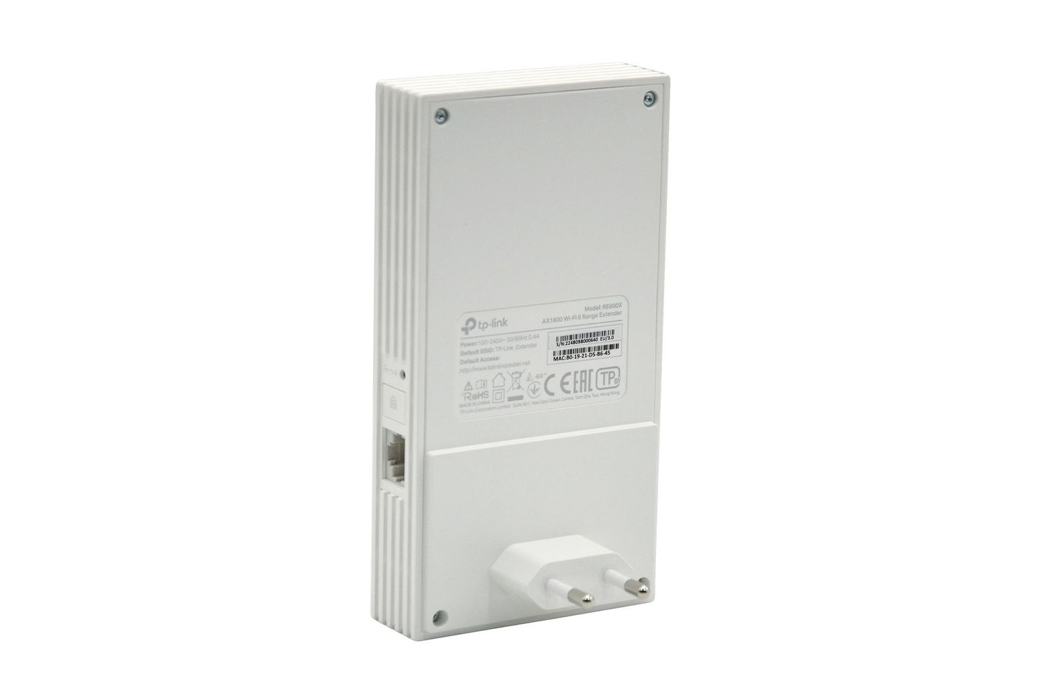 EXTENDER INDOOR WIFI 6 - 2 ANTENNES INTERNES DE 2.4GHZ (574MBPS) & 5GHZ (1201MBPS) - MODES (REPETEUR - POINT D'ACCES) - 1 RJ45 1GO - BLANC - TP-LINK