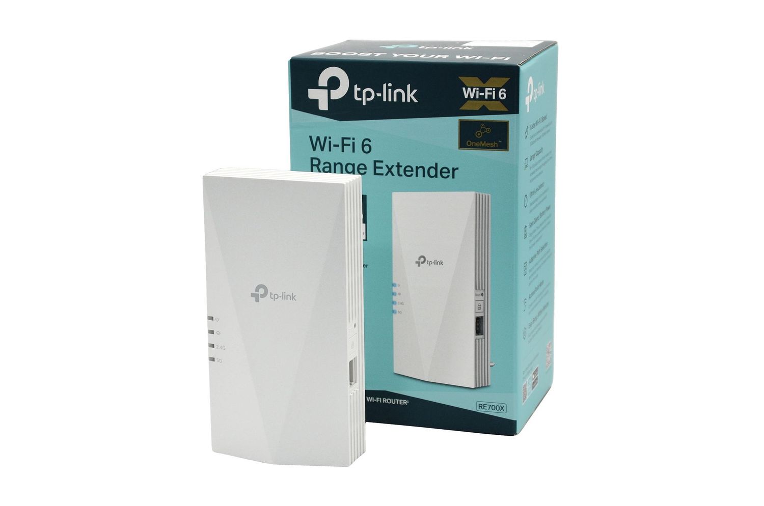 EXTENDER INDOOR WIFI 6 - 2 ANTENNES INTERNES DE 2.4GHZ (574MBPS) & 5GHZ (2402MBPS) - MODES (REPETEUR - POINT D'ACCES) - 1 RJ45 1GO - BLANC - TP-LINK
