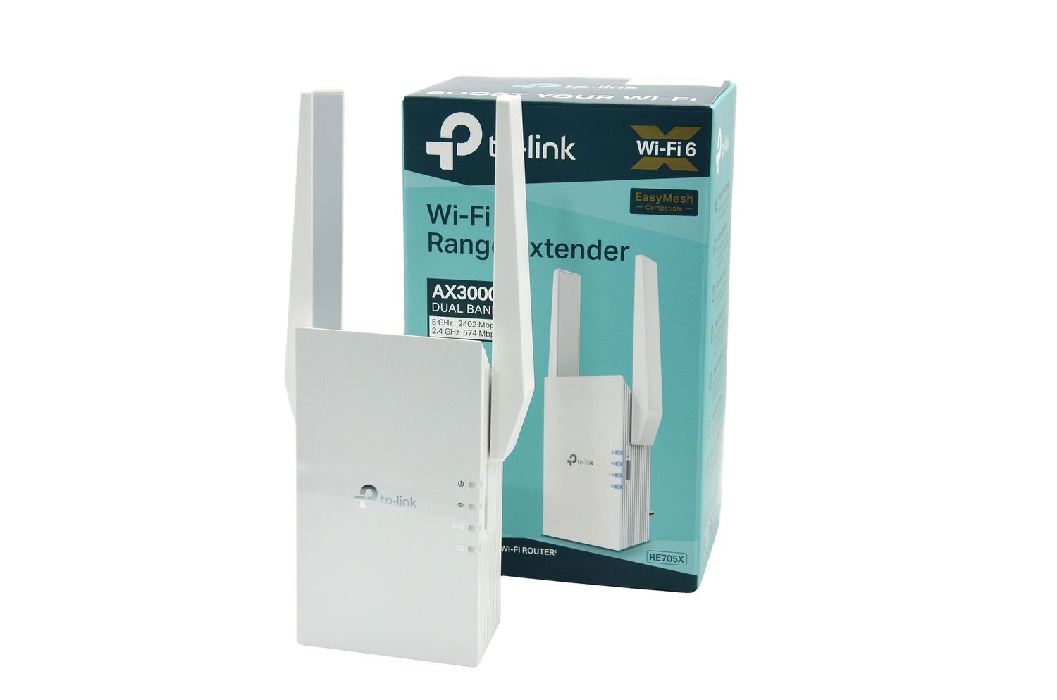 EXTENDER INDOOR WIFI 6 - 2 ANTENNES EXTERNES DE 2.4GHZ (574MBPS) & 5GHZ (2402MBPS) - MODES (REPETEUR - POINT D'ACCES) - 1 RJ45 1GO - BLANC - TP-LINK