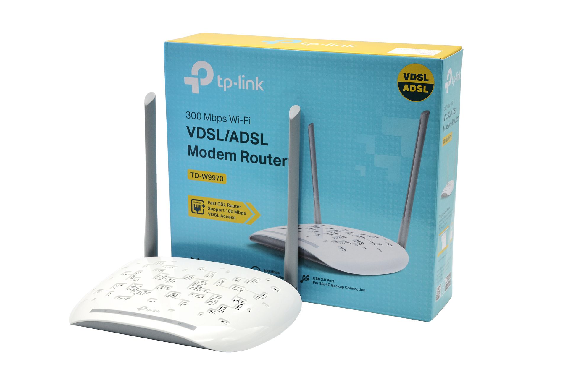 MODEM ROUTEUR AVEC 4 PORTS RJ45 LAN MEGA ET 2 ANTENNES DE 2.4GHZ - 4DBI - VDSL/ADSL - TP-LINK