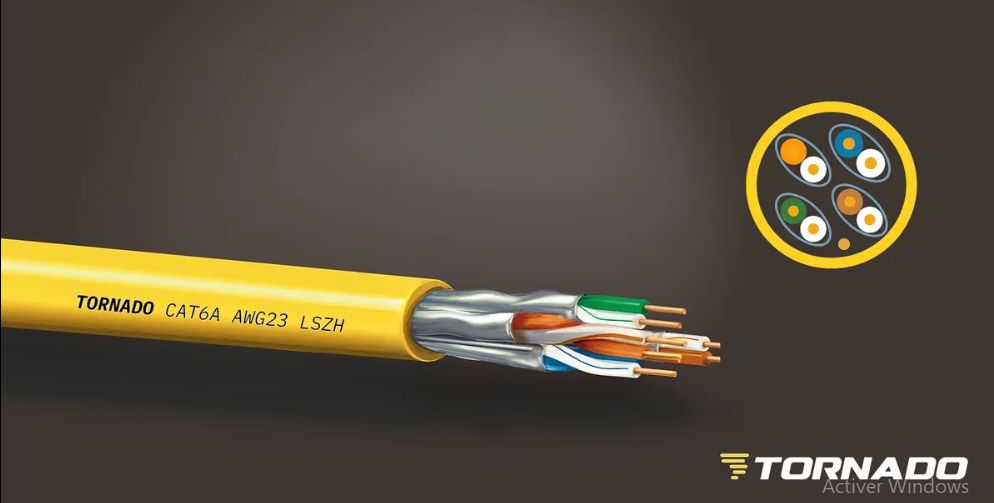 CABLE RESEAU INDOOR CAT6A F/UTP - LSZH - CUIVRE - BOBINE 500M - JAUNE - TORNADO