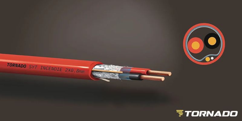 CABLE INCENDIE SYT 2X0.8 - CUIVRE - BOBINE 500M - LSZH - CCA (C2) - ROUGE