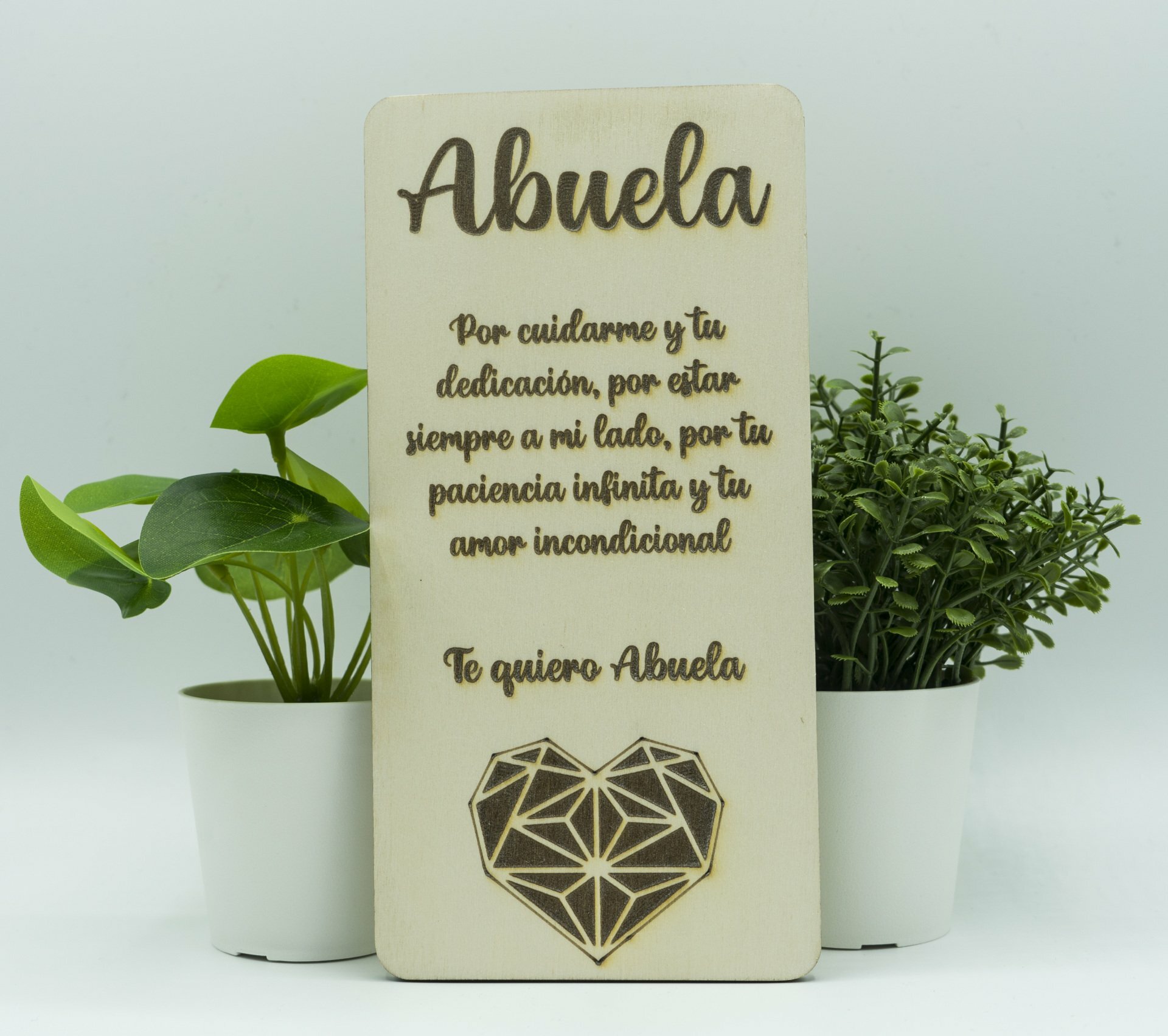 Dedicatoria madera para las Abuelas