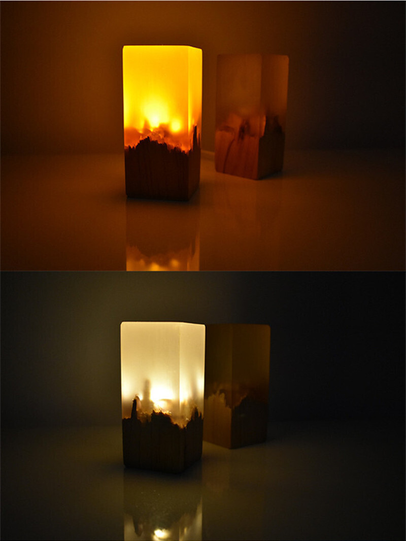 Solid Resin and Wood Night Lamp