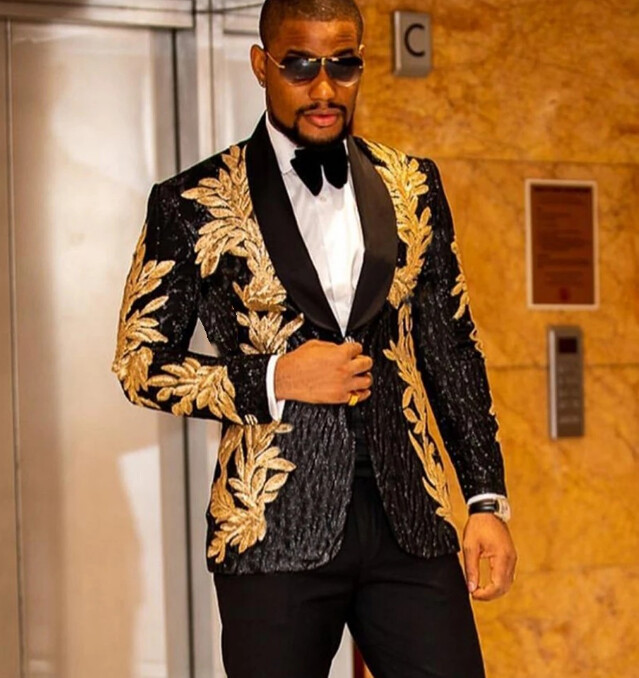 Luxury Golden Superstar Embroidery Design Suit