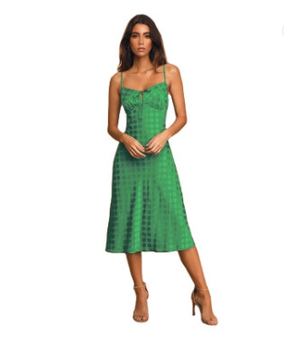 Luxury Fresh Green Shiny Coin Ladies Dress | Midi