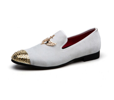 Luxury Fellows Eagle-Anchored Velvet Shoes