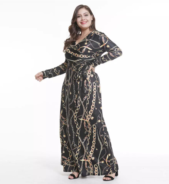 Luxury Rope Design MaXi Print Dress | Long