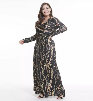 Luxury Rope Design MaXi Print Dress | Long