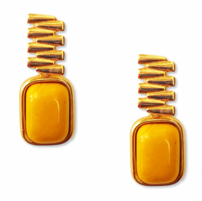 Honey Bee Natural Yellow Gemstone Chain Earrings