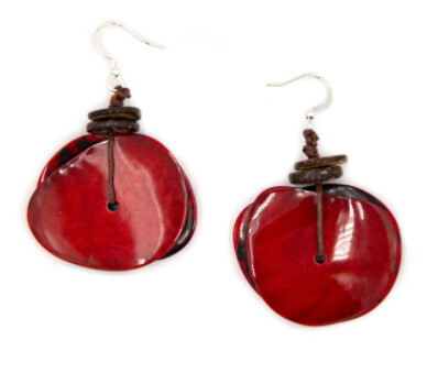 Natural Organic Red Coconut Earrings