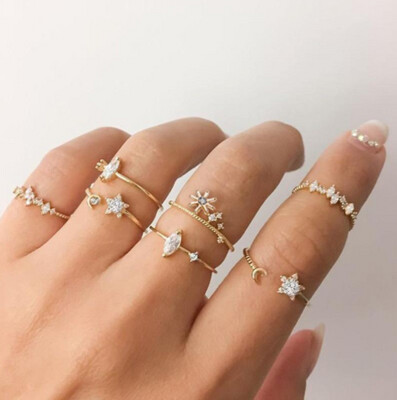 Star Gold Plated Rings | 5 Piece 18K Set