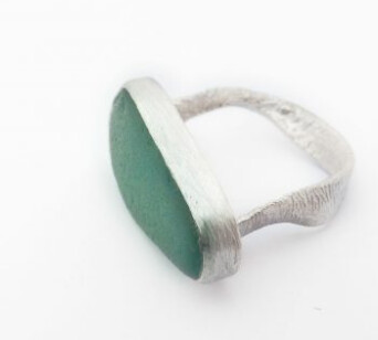 Eco Sea-Glass Silver Ring