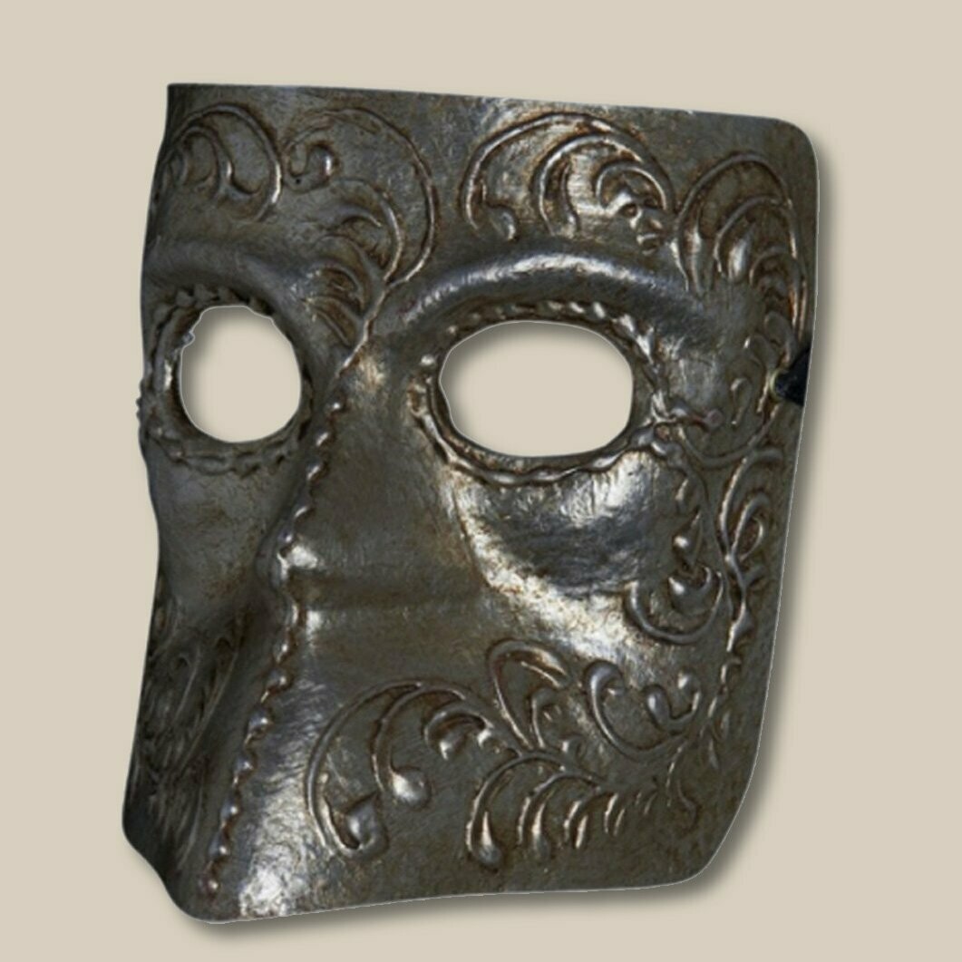 Bauta decorata nera di cartapesta - Larve - per il Carnevale