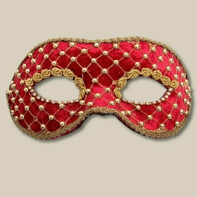 Colombina di velluto rosso con perle per il Carnevale - Larve