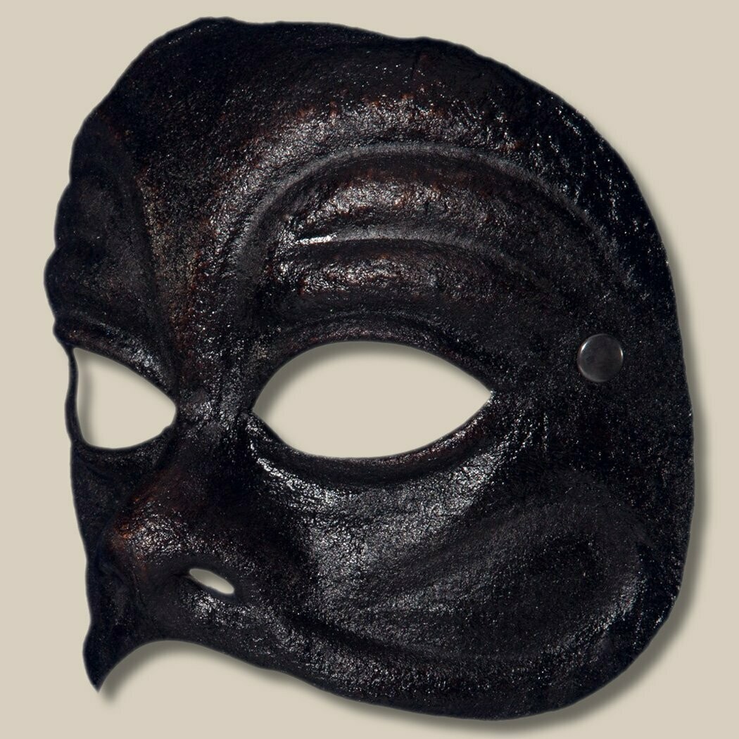 Arlecchino nero di cuoio per la Commedia dell'Arte - Leder-Maske