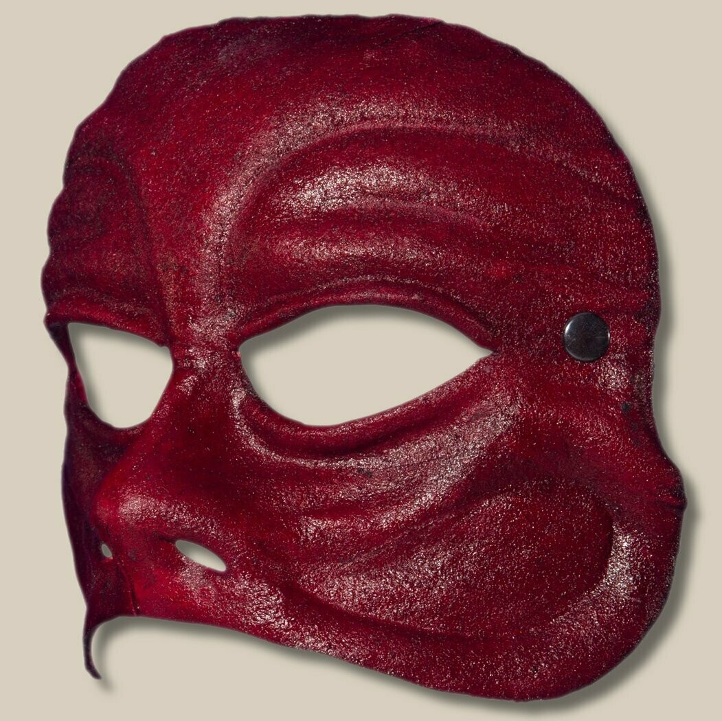 Arlecchino rosso di cuoio per la Commedia dell'Arte - Leather mask