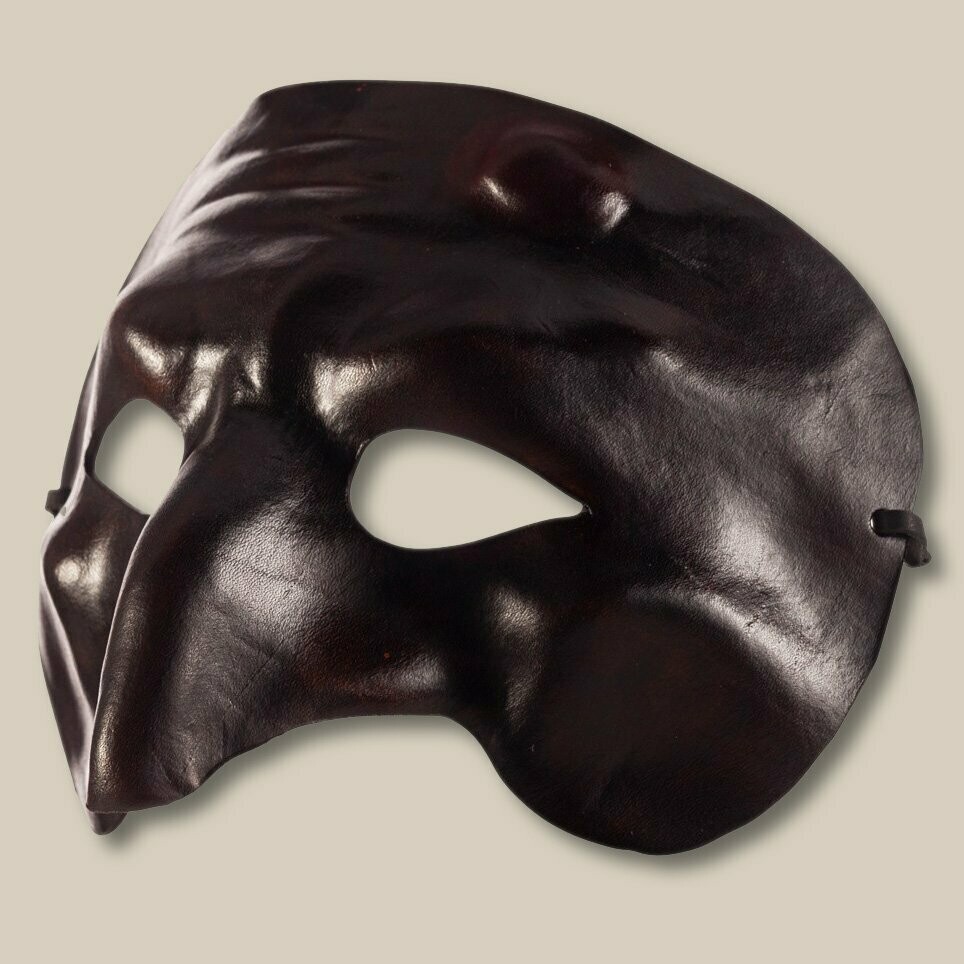 Pulcinella Neapolitana marrone di cuoio per la Commedia dell'Arte - Ledermaske