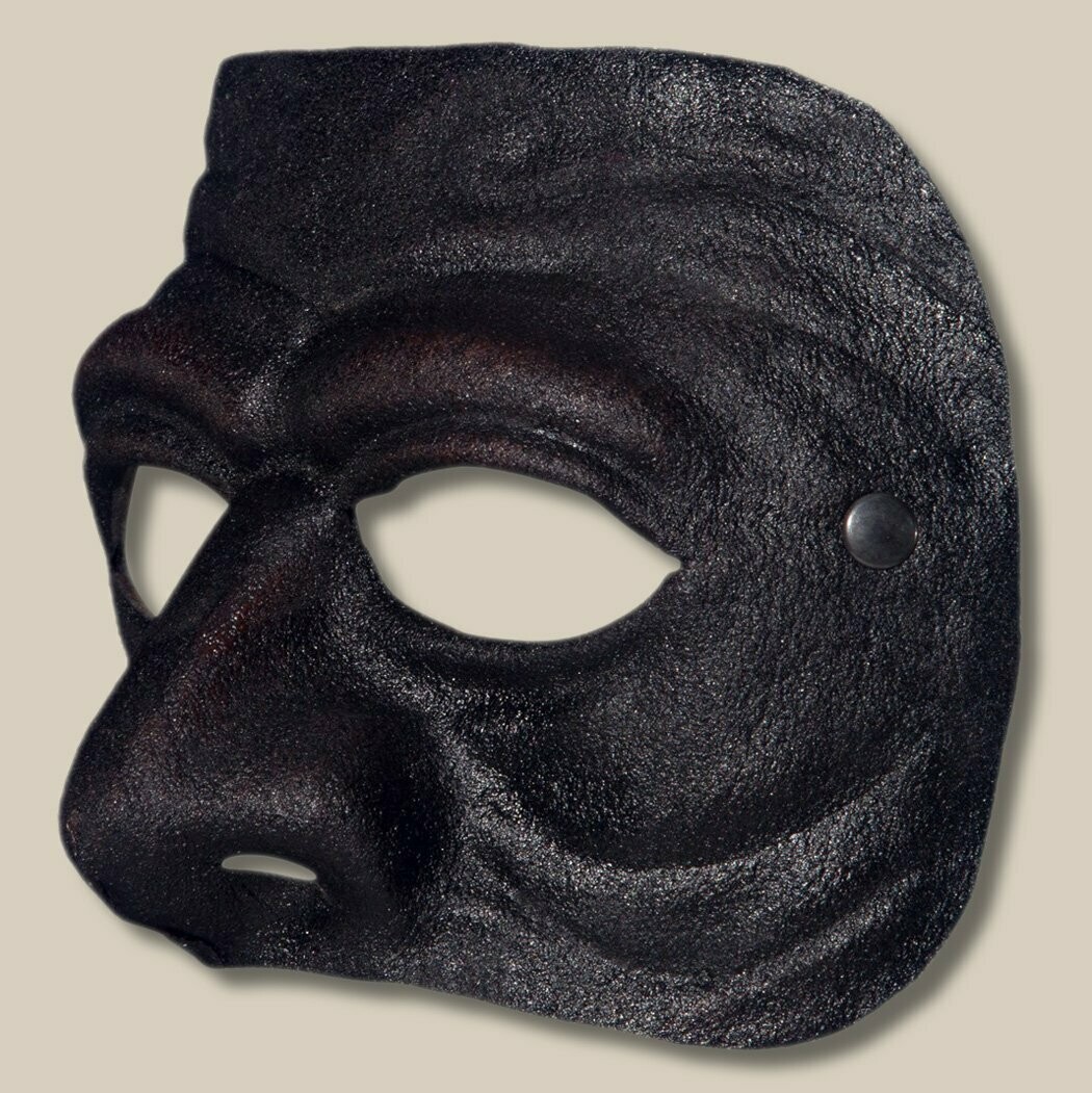 Trivelino nero di cuoio per la Commedia dell' Arte - Ledermaske