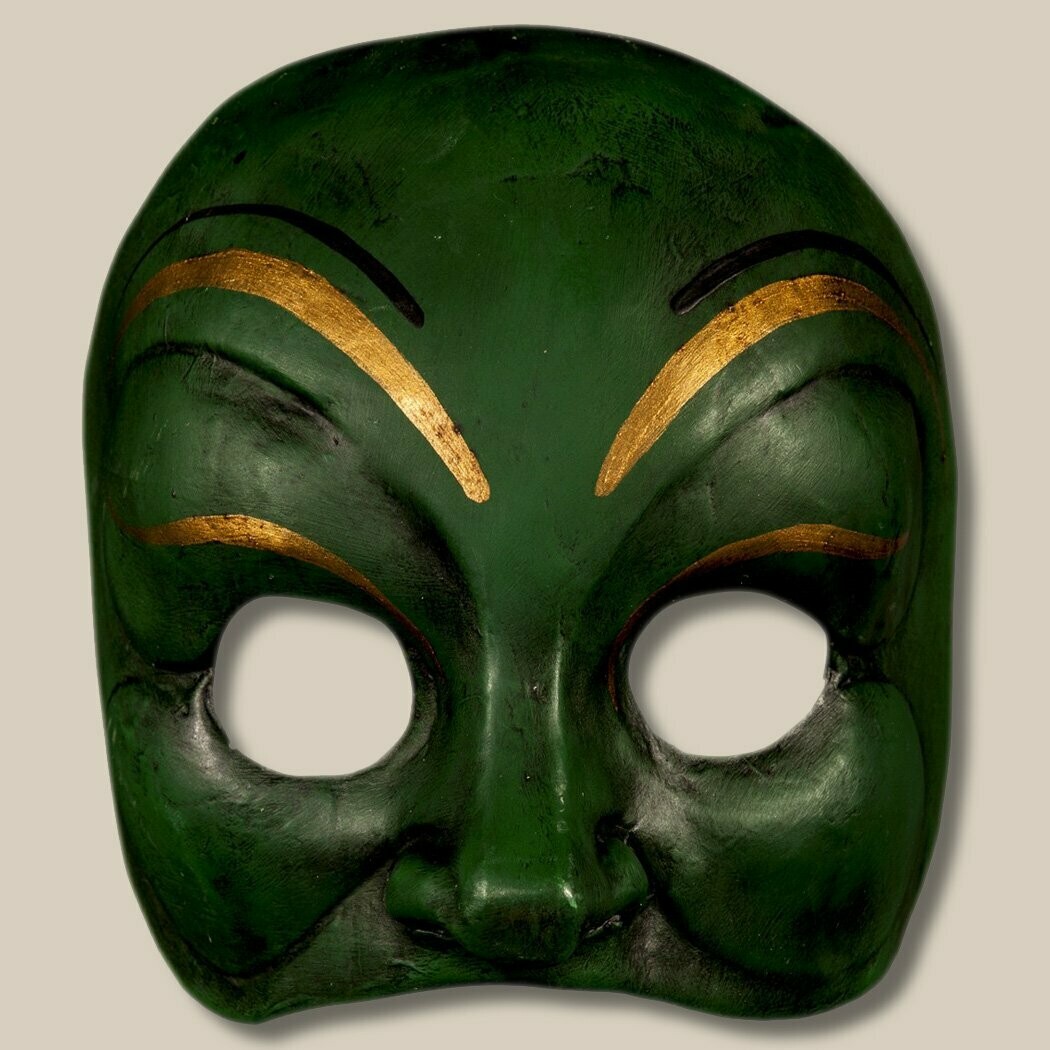 Brighella verde di cartapesta per la Commedia dell' Arte - Maske