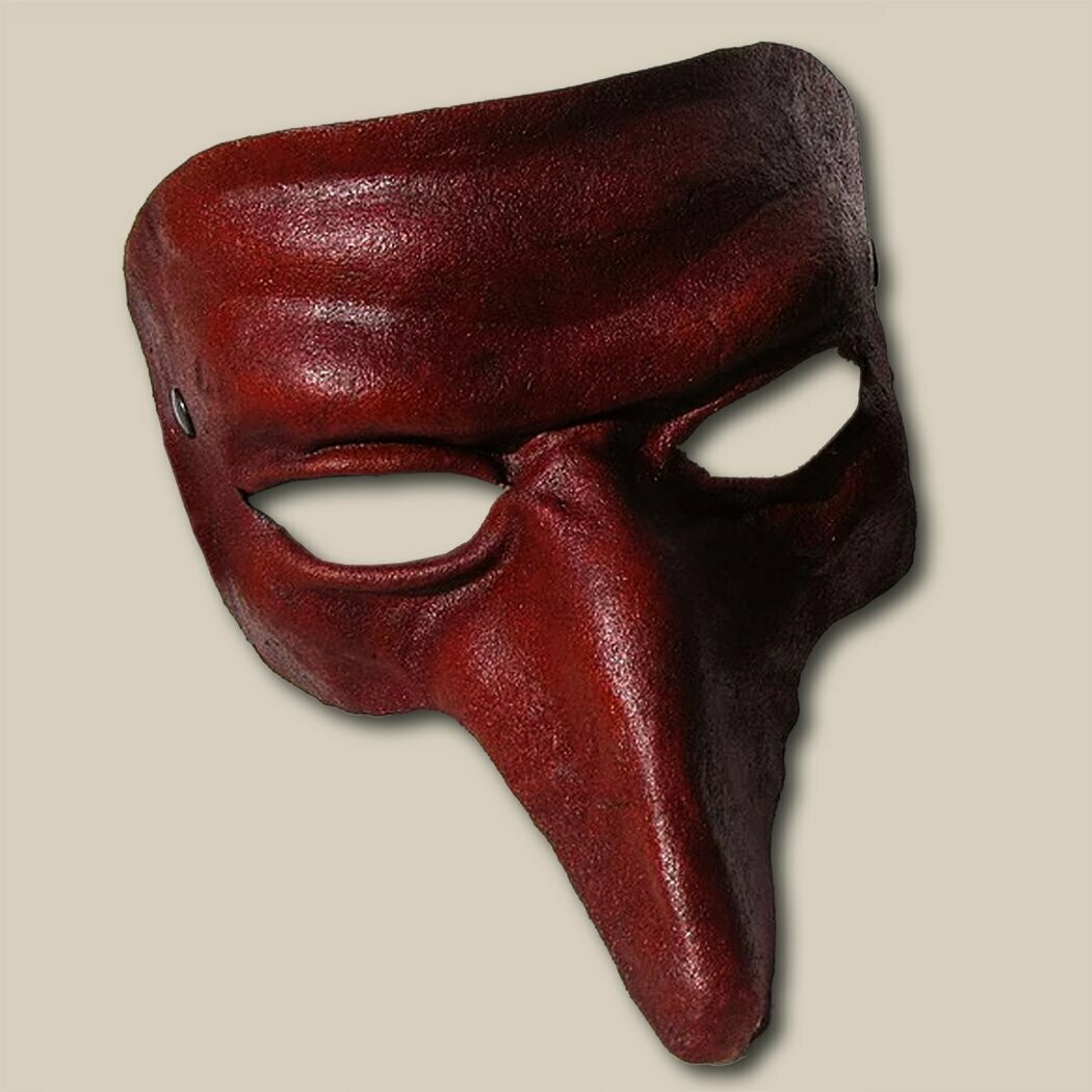 Coviello rosso di cuoio per la Commedia dell' Arte - Leather mask