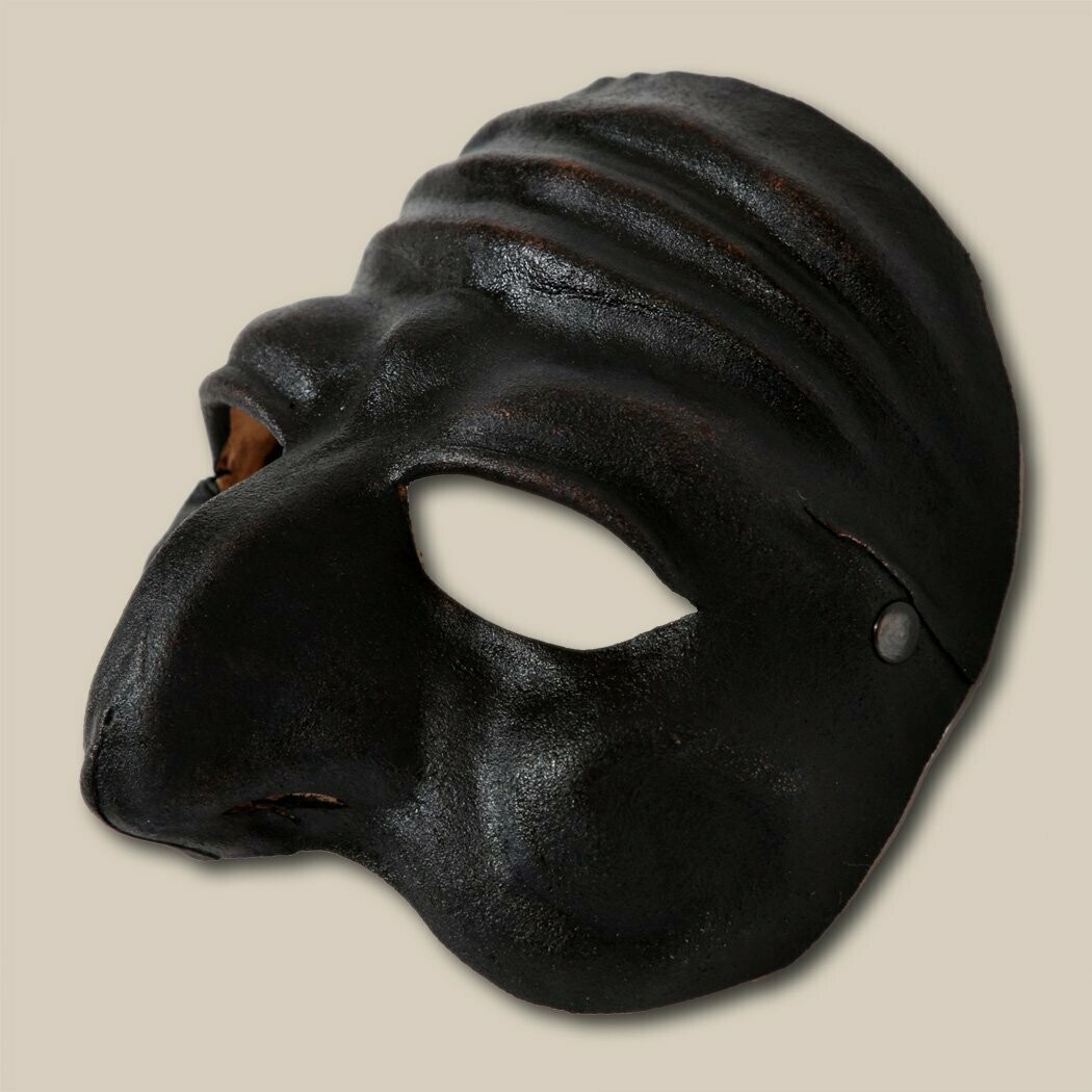Pulcinella nero di cuoio per la Commedia dell'Arte - Ledermaske