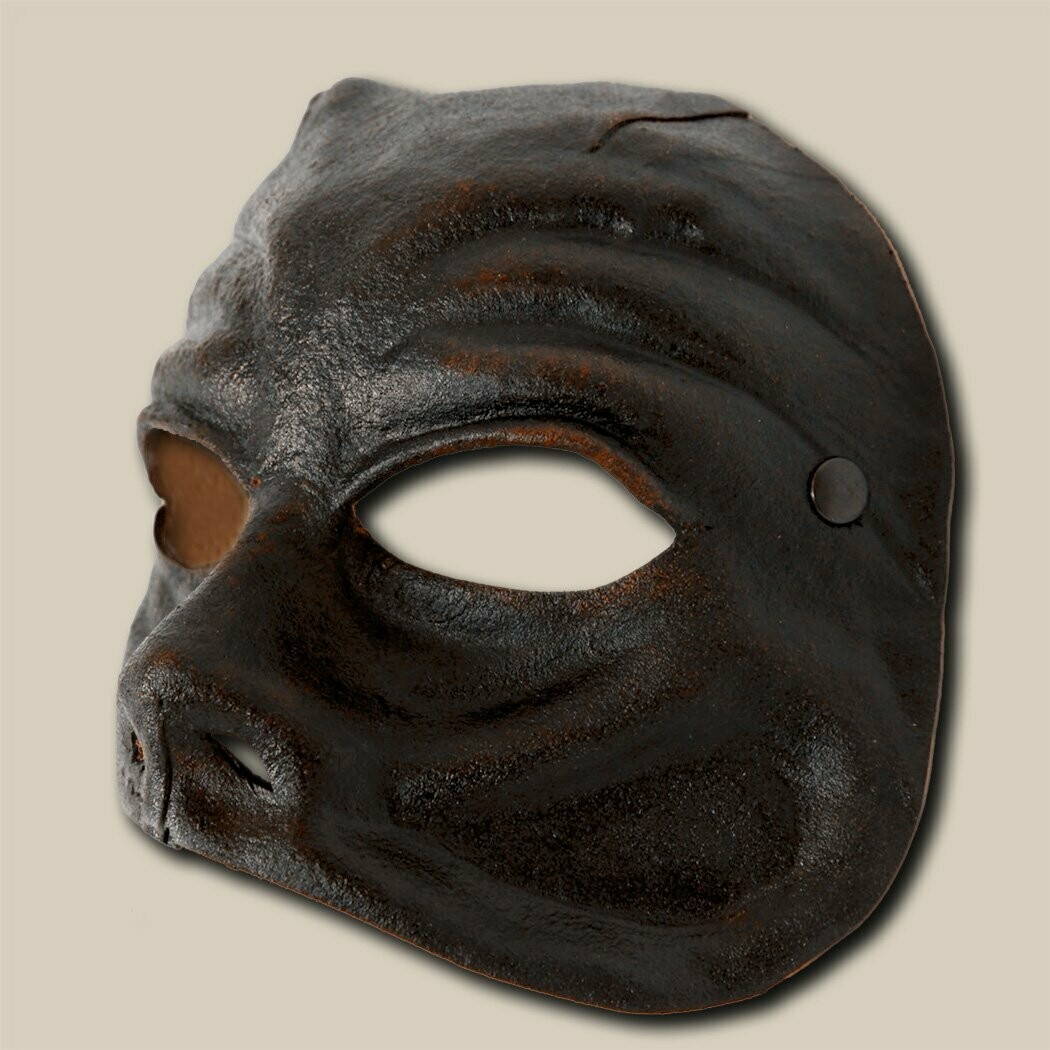 Arlecchino marrone di cuoio per la Commedia dell'Arte - Ledermaske
