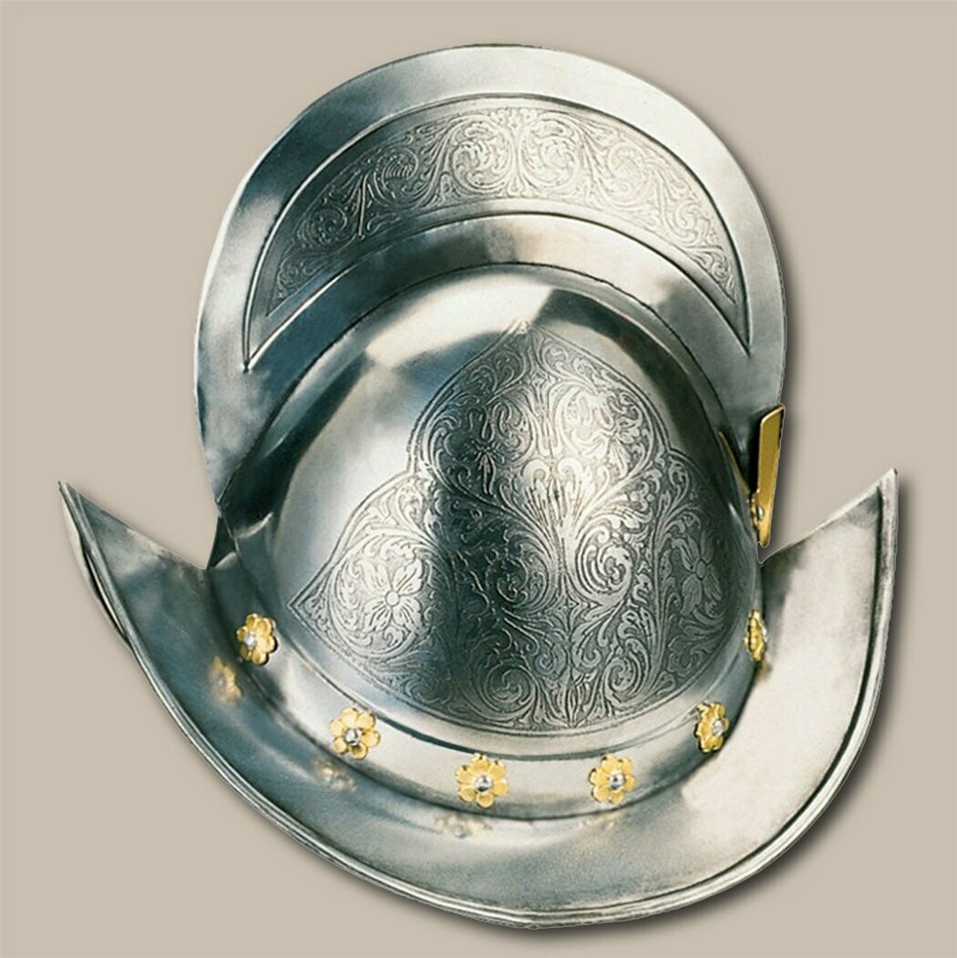 Spanischer Morionhelm, goldverziert