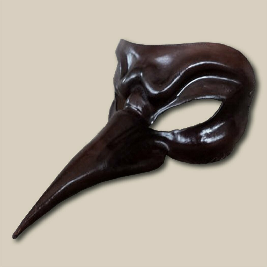 Scaramouccia di Callot nera di cuoio per la Commedia dell' Arte - Ledermaske